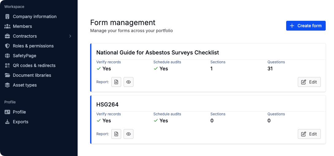 Consistent data with customisable checklists